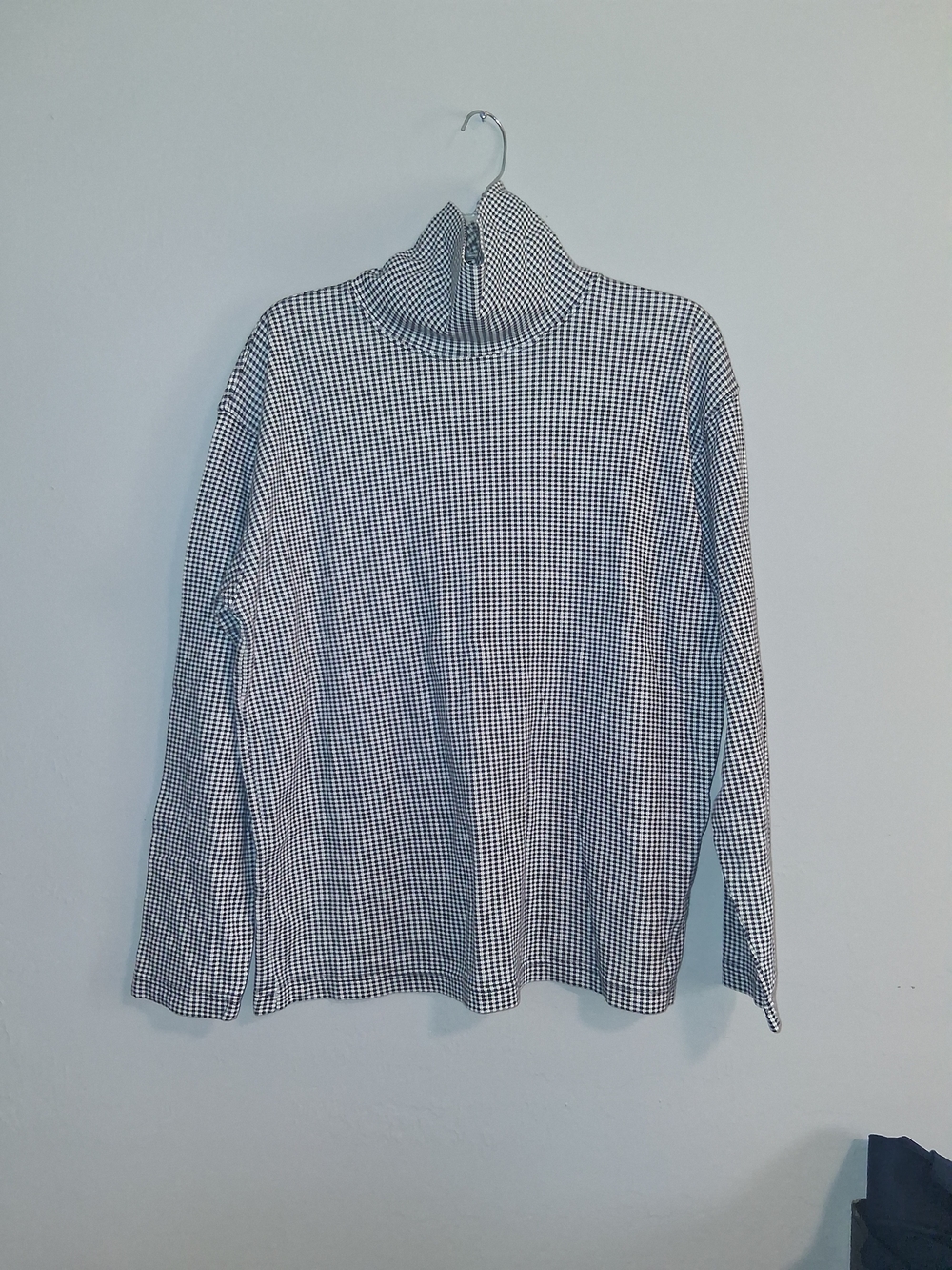 Talbots Black and White Gingham Long-Sleeve Turtleneck